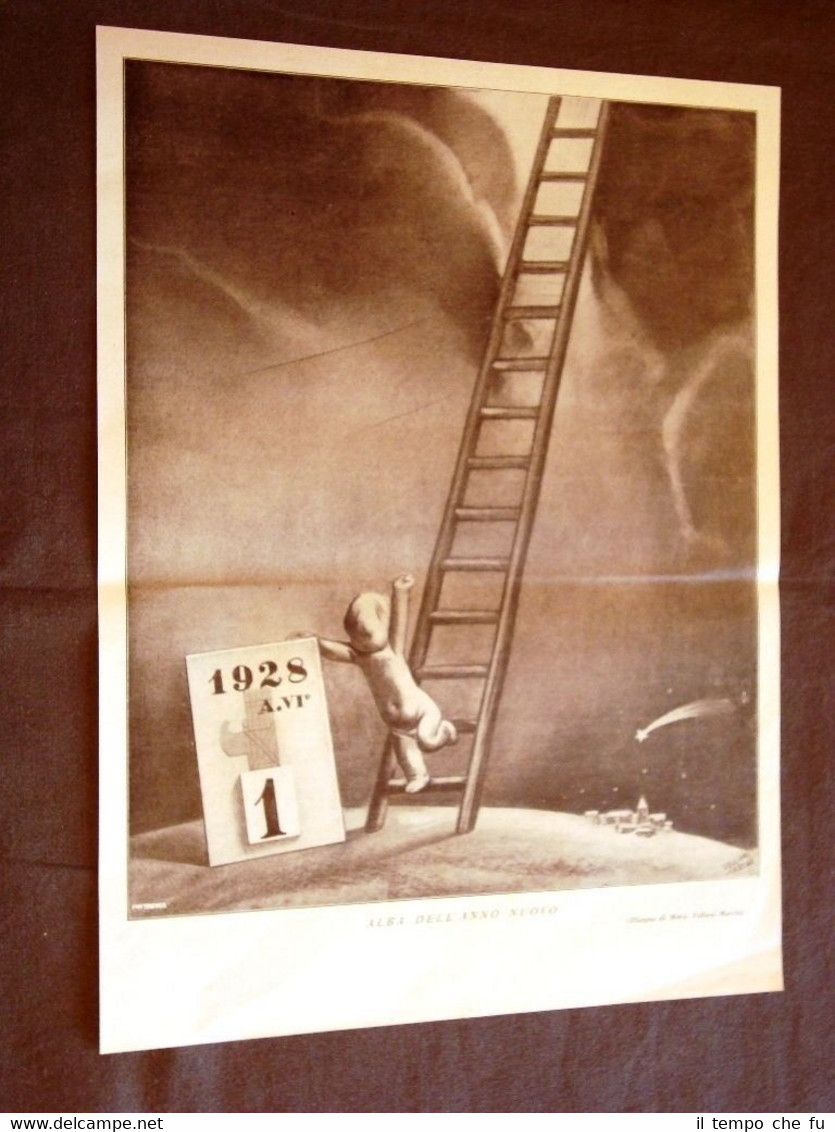 Stampa del 1928 per l'arrivo del nuovo anno Alba dell'anno …
