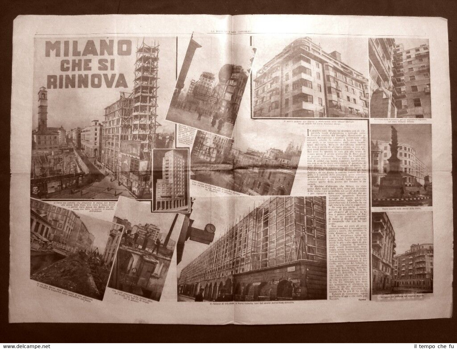 Stampa del 1936 Milano che si rinnova e Soldati in …