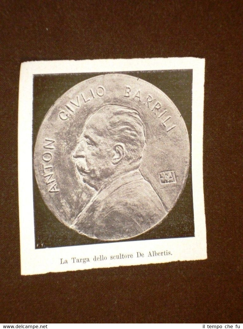 Stampa della Targa ad Anton Giulio Barrili nel 1909 Scultore …