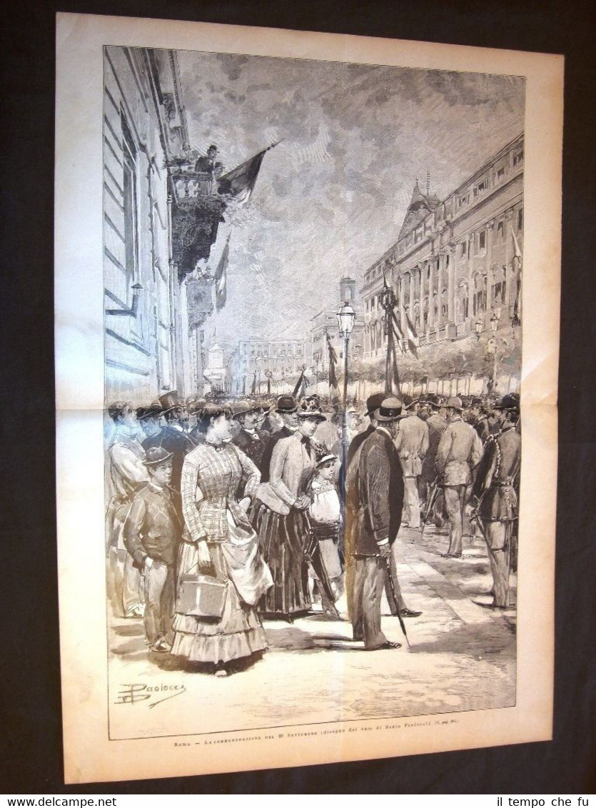 Stampa enorme del 1886 Roma La commemorazione del 20 settembre …
