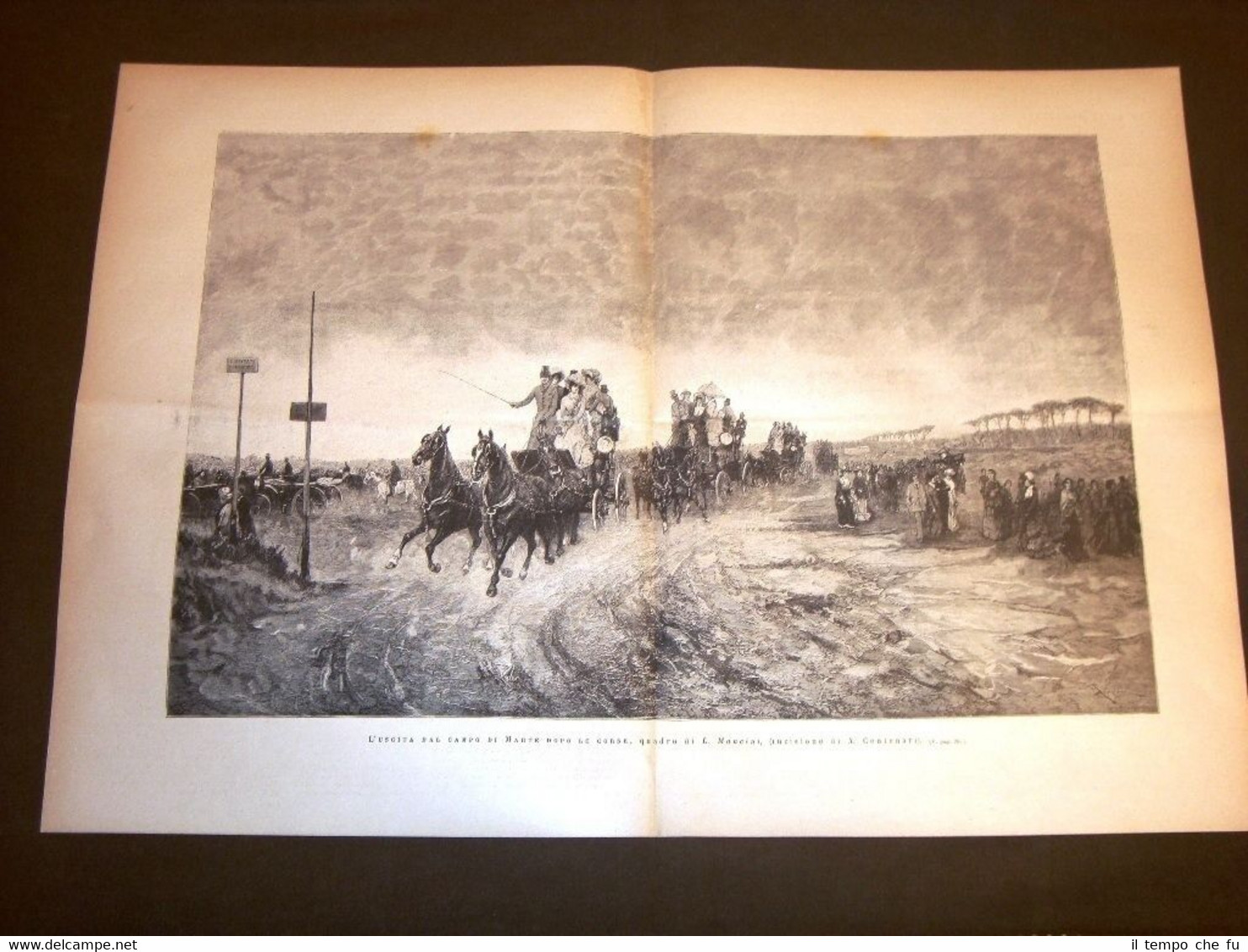 Stampa enorme del 1886 Uscita dal Campo di Marte dopo …