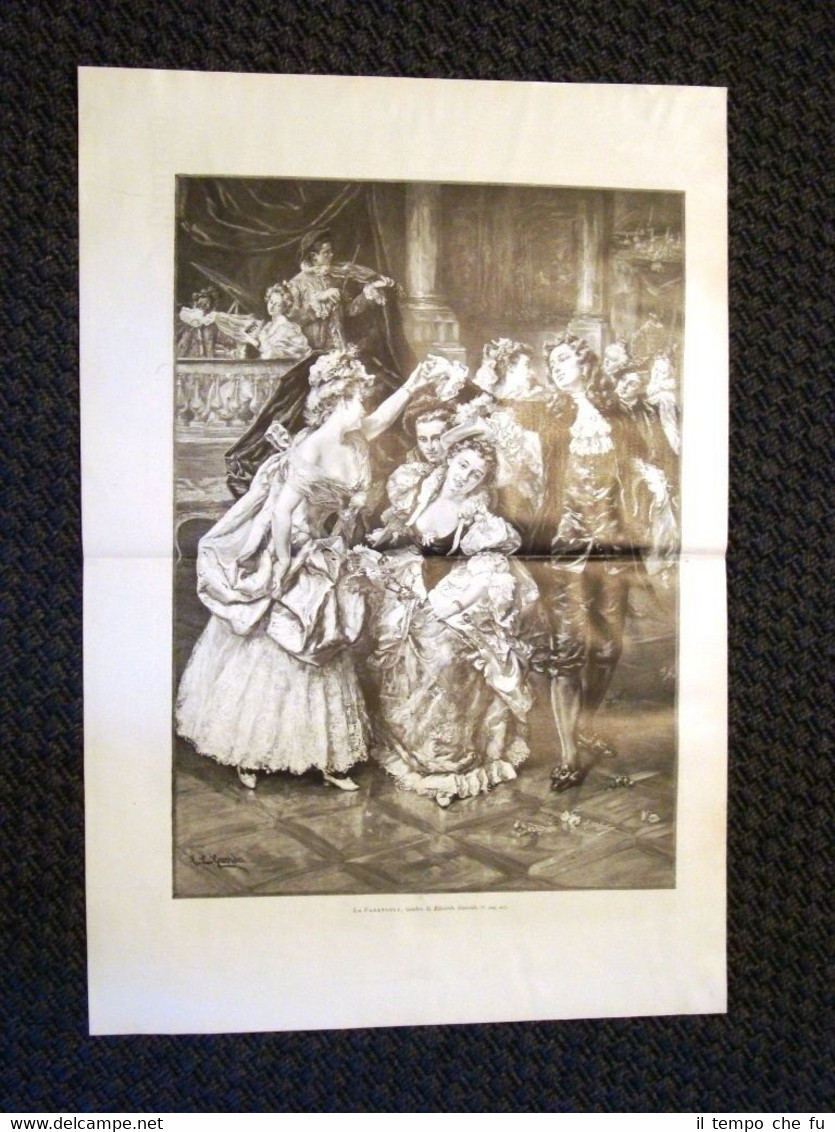 Stampa enorme del 1898 La farandola Quadro di Edoardo Garrido
