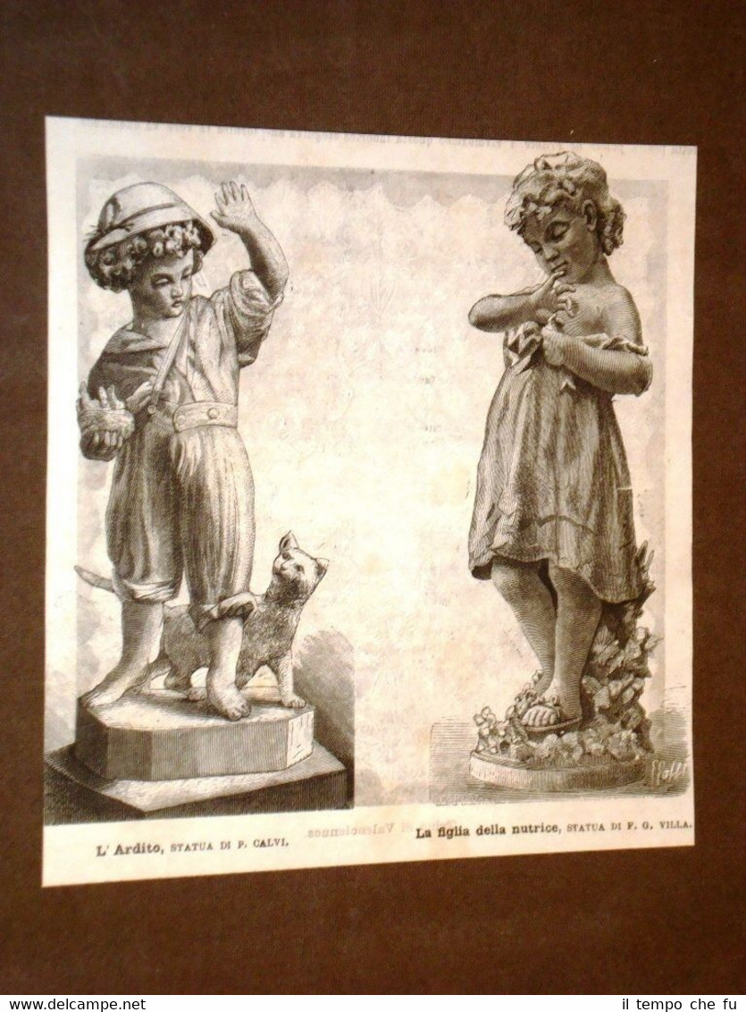 Statue del 1877 L'Ardito di P.Calvi e Figlia della nutrice …