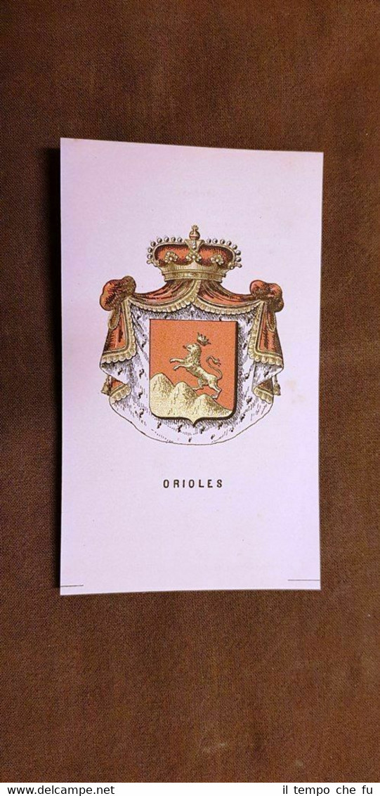 Stemma Orioles Famiglia nobile Cromolitografia del 1880 Annuario nobiltà