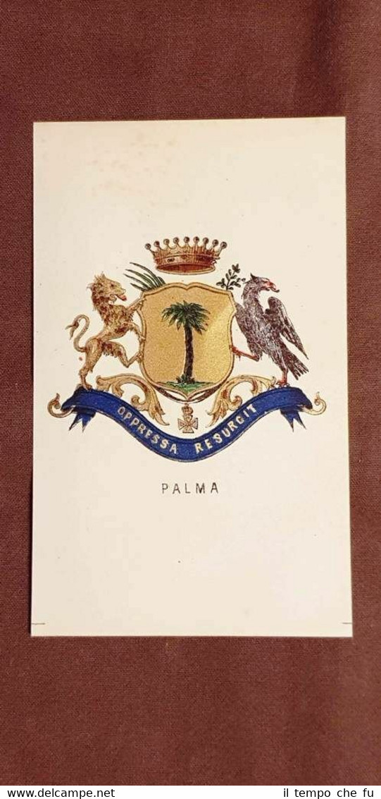 Stemma Palma Famiglia nobile Cromolitografia del 1880 Annuario nobiltà