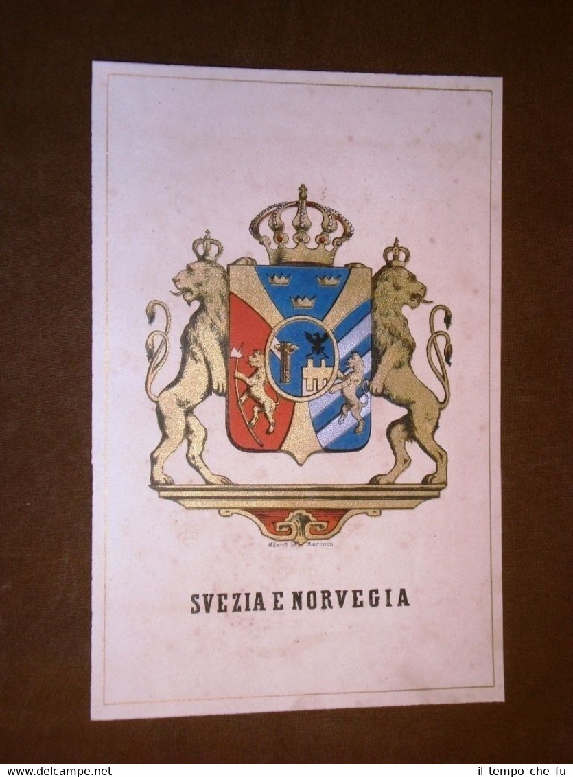 Stemma Regno o Regni di Svezia e Norvegia Cromolitografia del …