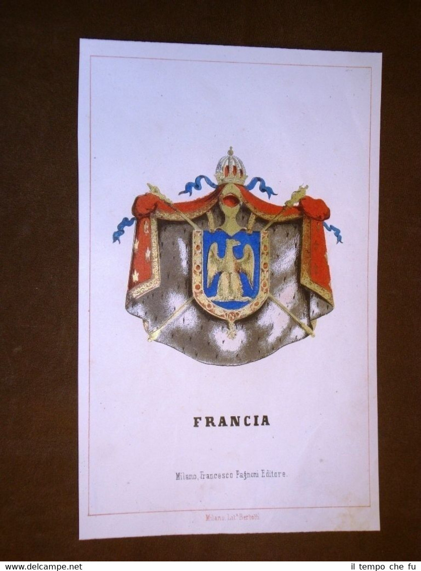 Stemma Repubblica Francia République Française Cromolitografia del 1857 Araldica