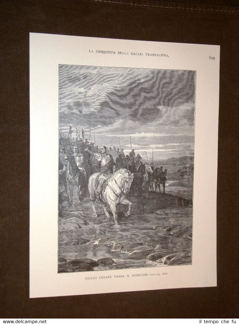 Storia di Roma Giulio Cesare passa il Rubicone Incisione di …
