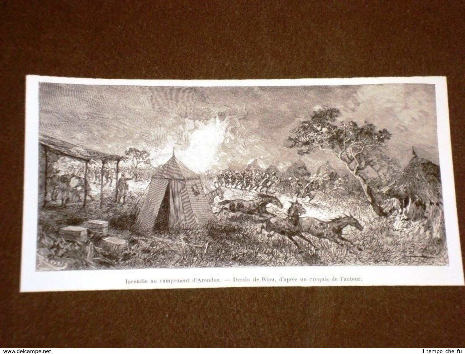 Sudan Francaise en 1889 Incendie au campement d'Arondou
