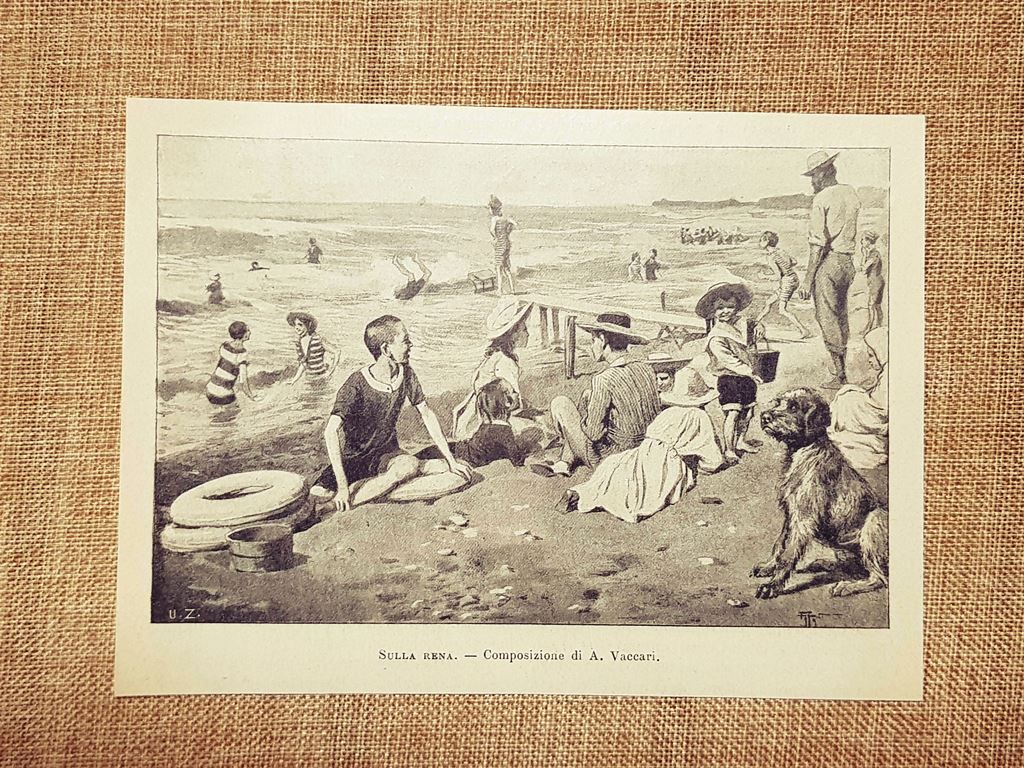 Sulla rena Composizione di A. Vaccari Stampa del 1898