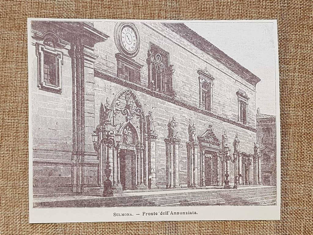 Sulmona nell'800 Fronte dell'Annunziata Abruzzo