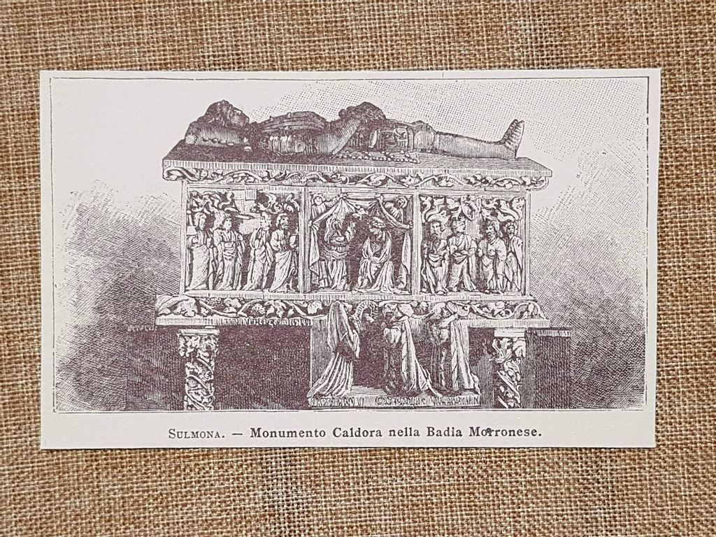 Sulmona nell'800 Monumento Caldora nella Badia Morronese Abruzzo
