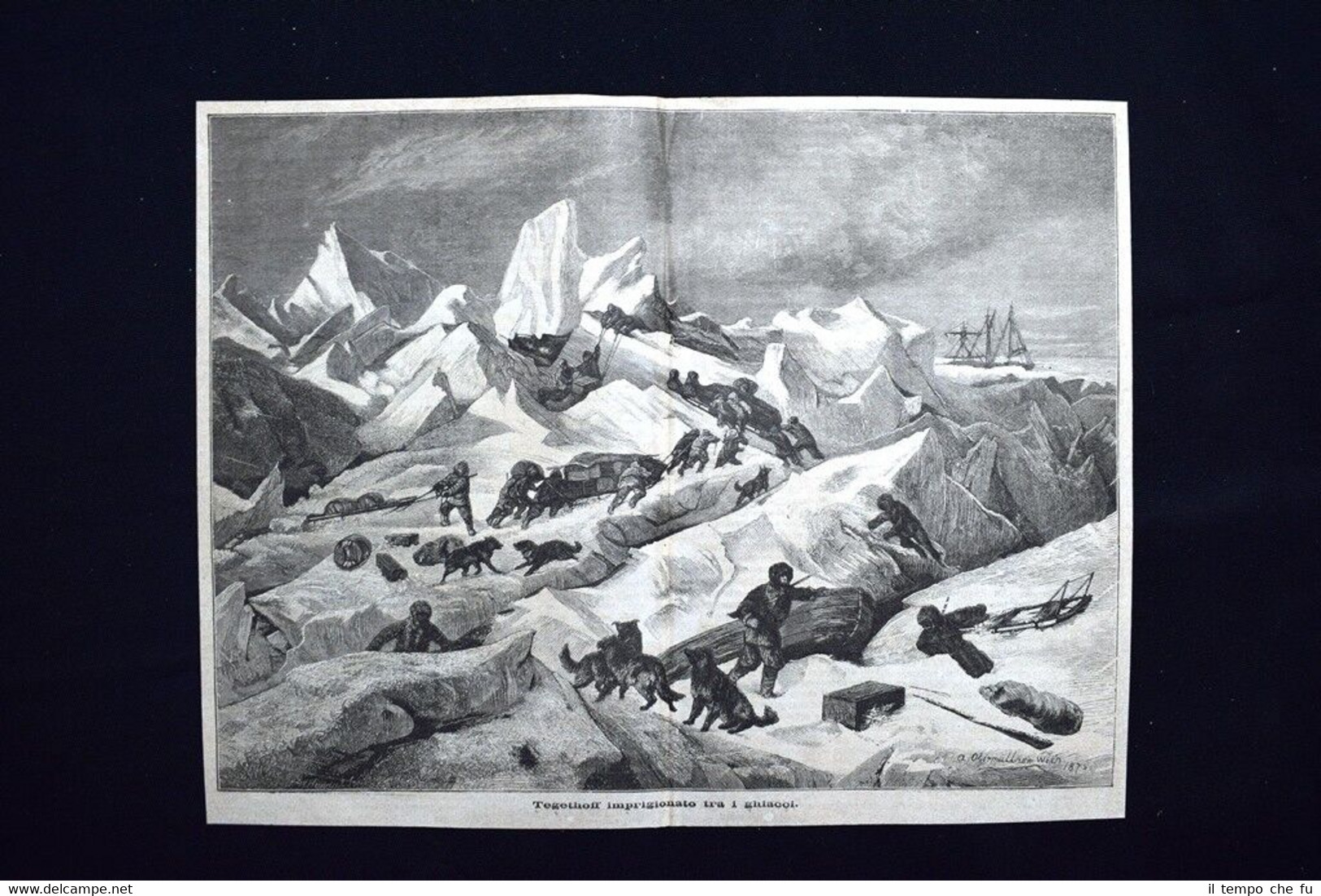 Tegethoff imprigionato tra i ghiacci Incisione del 1875