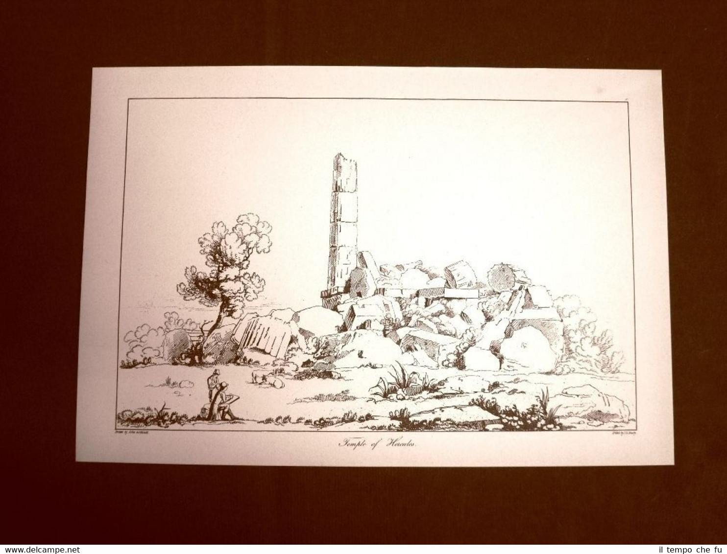 Tempio di Ercole Agrigento Sicilia Ristampa Goldicutt Antiquies Sicily 1818