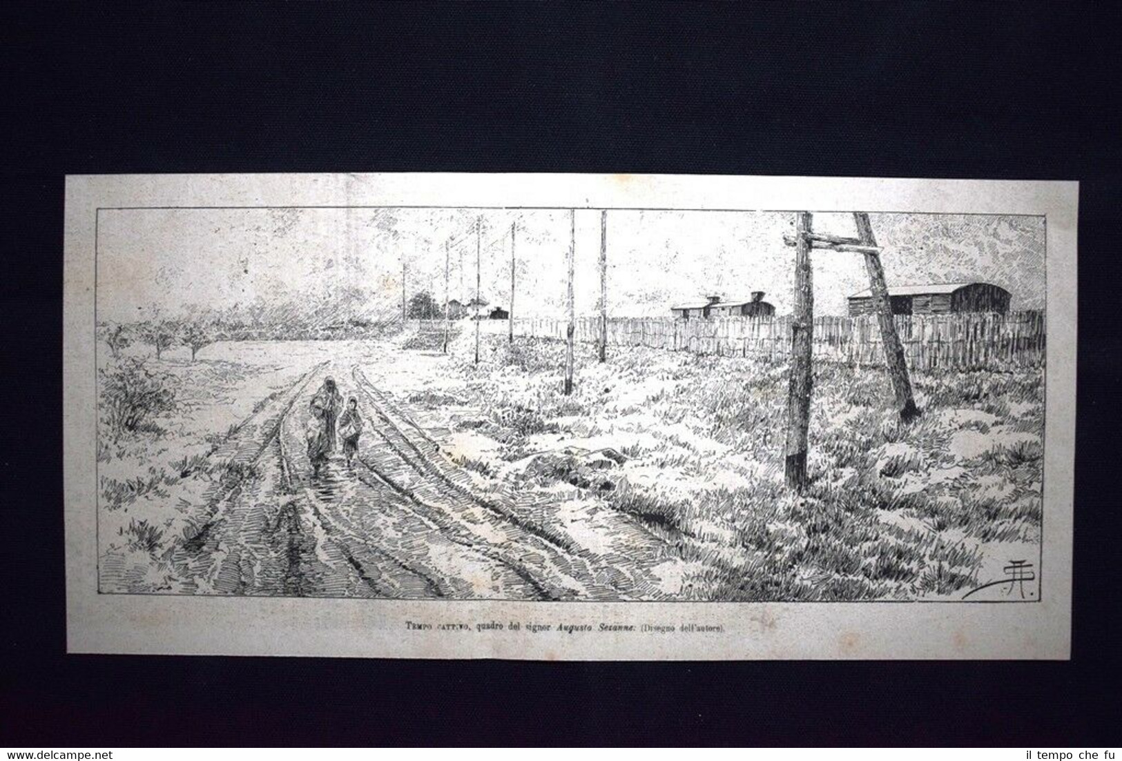 Tempo cattivo, quadro del signor Augusto Sezanne Incisione del 1882