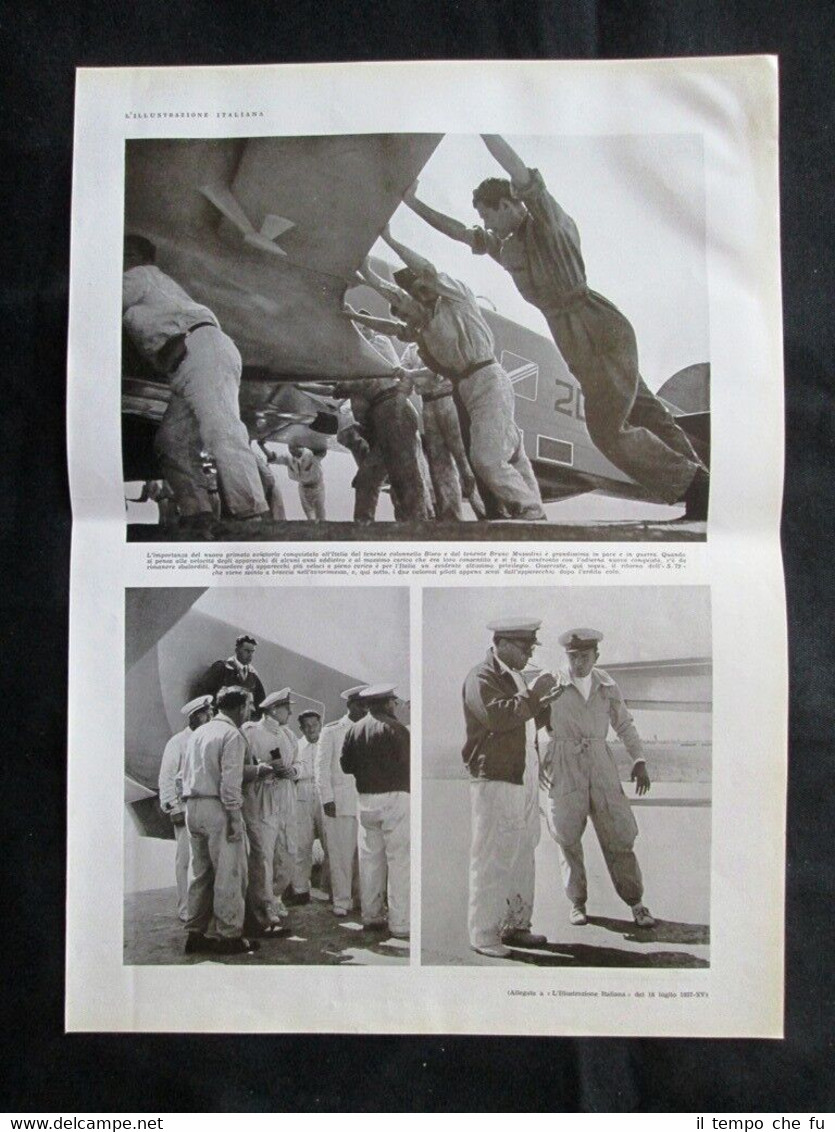 Tenente colonnello Biseo,tenente Bruno Mussolini+Regata di Bison Stampa del 1937