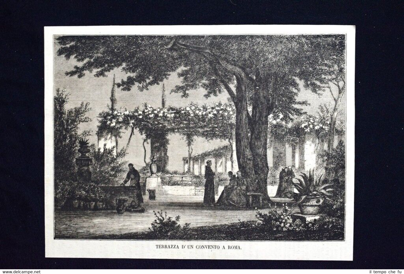 Terrazza d'un convento a Roma Incisione del 1868