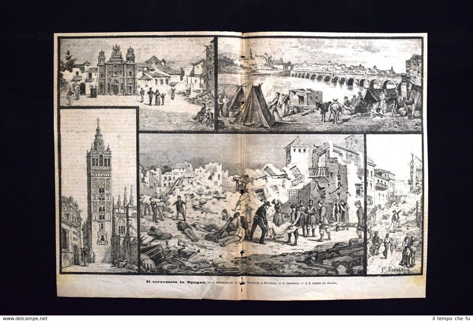 Terremoto in Spagna: Albinuelas La Garalda a Siviglia Cordova Incisione …
