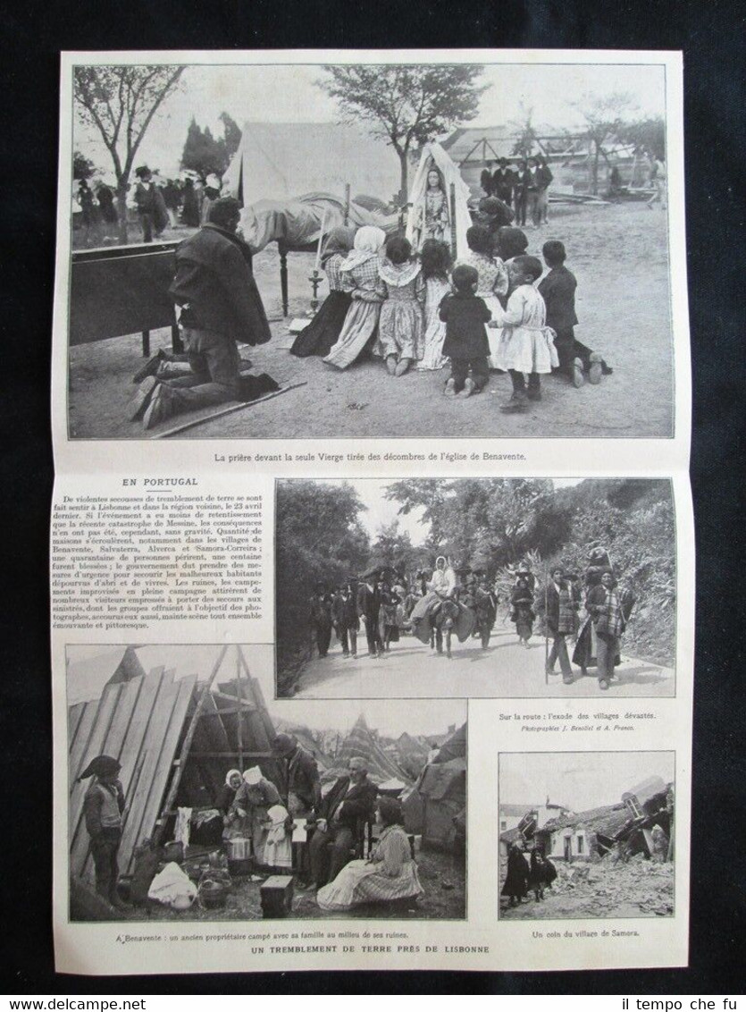 Terremoto vicino Lisbona, a Benavente in Portogallo Stampa del 1909