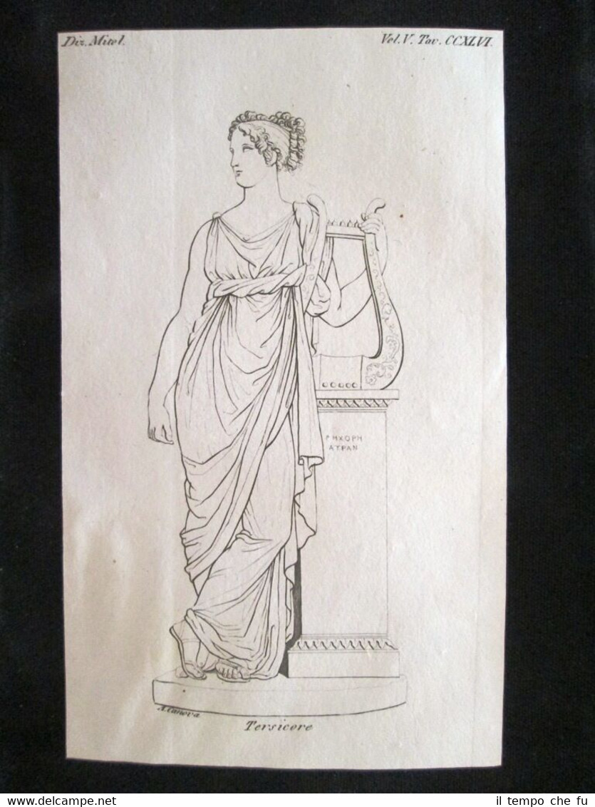 Tersicore, Antonio Canova Incisione all'acquaforte del 1820 Mitologia Pozzoli