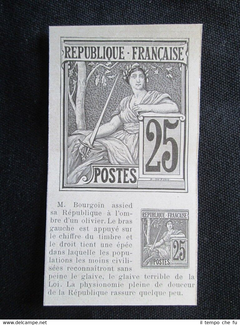 Timbro postale della Repubblica di Francia: 25 #1 Incisione del …