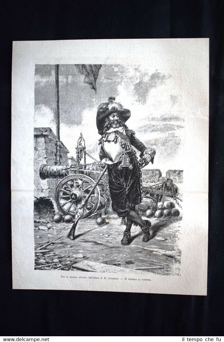 Tipi di soldati antichi:album R.Armenise - Guardia al cannone Incisione …
