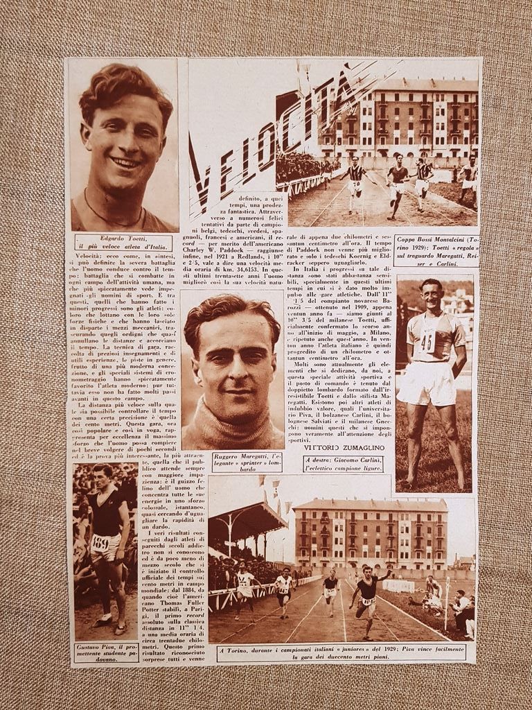 Toetti Maregatti Piva 1930 Velocità e record Charley Paddock corsa …