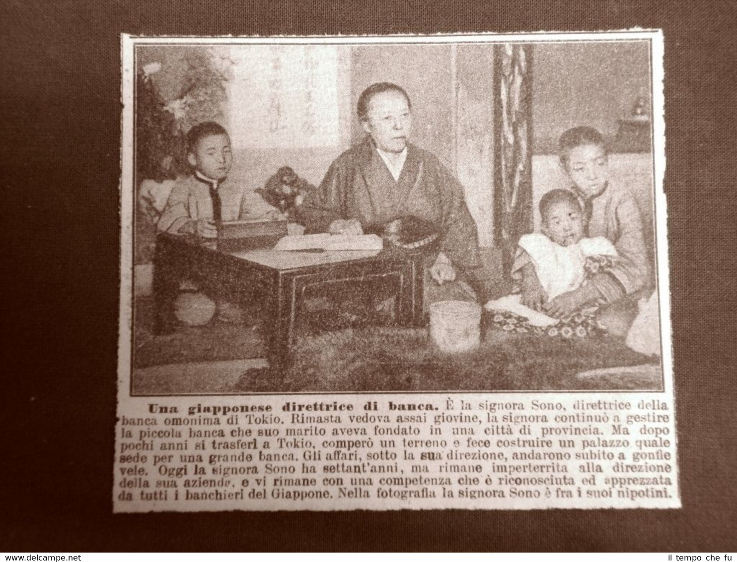Tokio nel 1919 Signora Sono Direttrice e proprietaria della Banca …