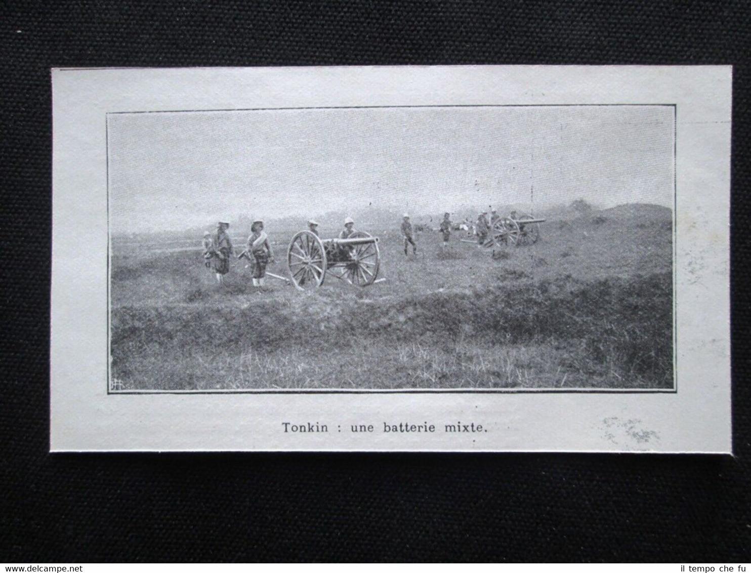 Tonkin, in Vietnam: una batteria mista Stampa del 1903