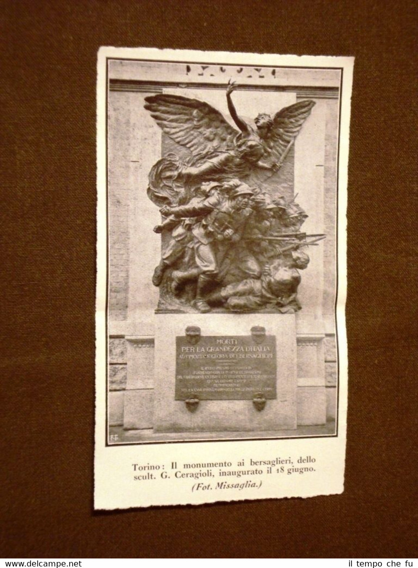 Torino 18 giugno 1923 Inaugurazione Monumento Bersaglieri Scultore G. Ceragioli