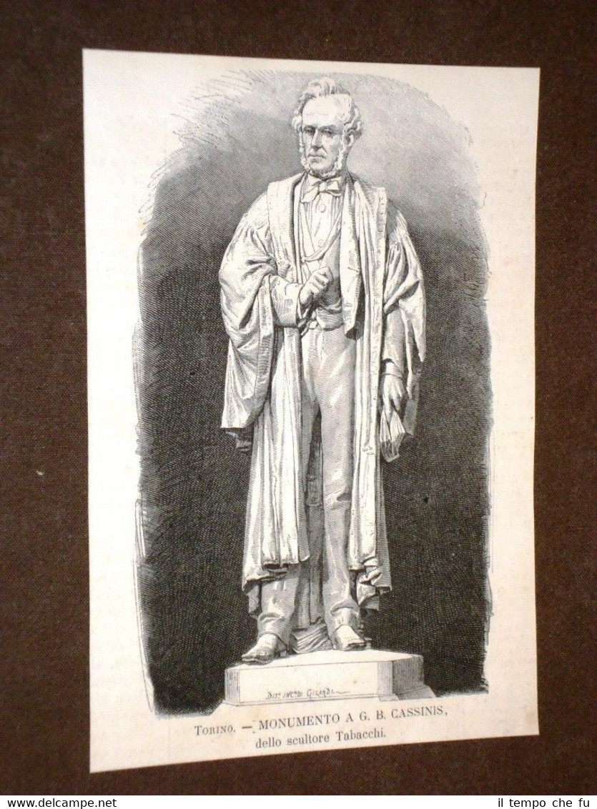 Torino nel 1875 Monumento a G.B. Cassinis Scultore Tabacchi