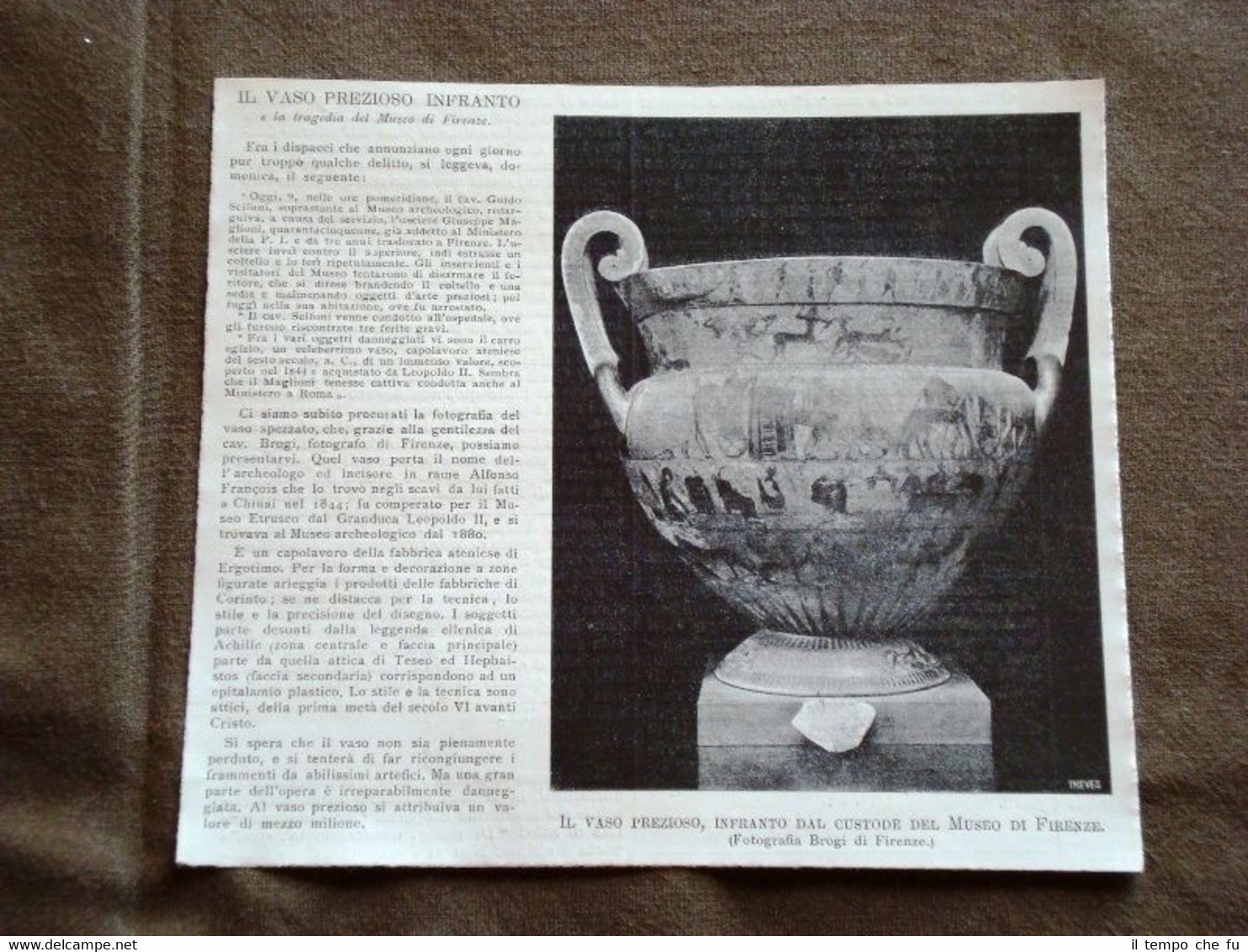 Tragedia al Museo di Firenze nel 1900 Prezioso Vaso rotto …