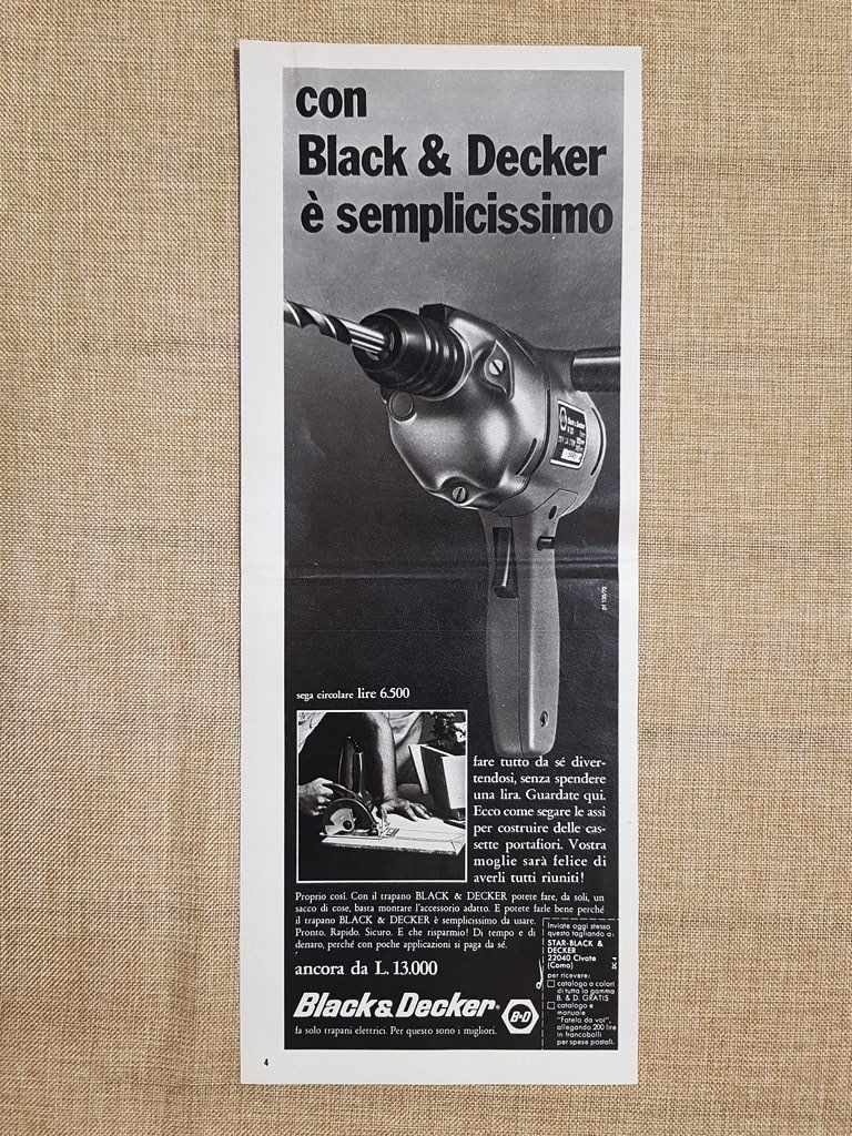 Trapano Black & Decker e Piselli Star Pubblicità vintage anni …