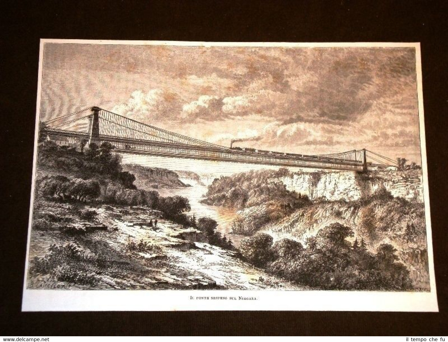 Treno e Ponte ferroviario sul Niagara nel 1877 Ferrovia