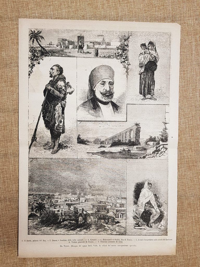 Tunisi nel 1881 Bardo Palazzo del Bey Nomadi Krumiri Mohammed-es-Sadok …