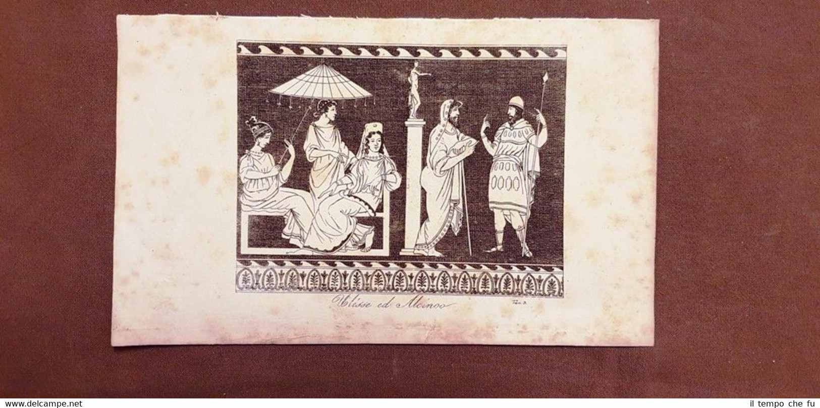 Ulisse ed Alcinoo Grecia Acquaforte del 1830 Costume antico Giulio …