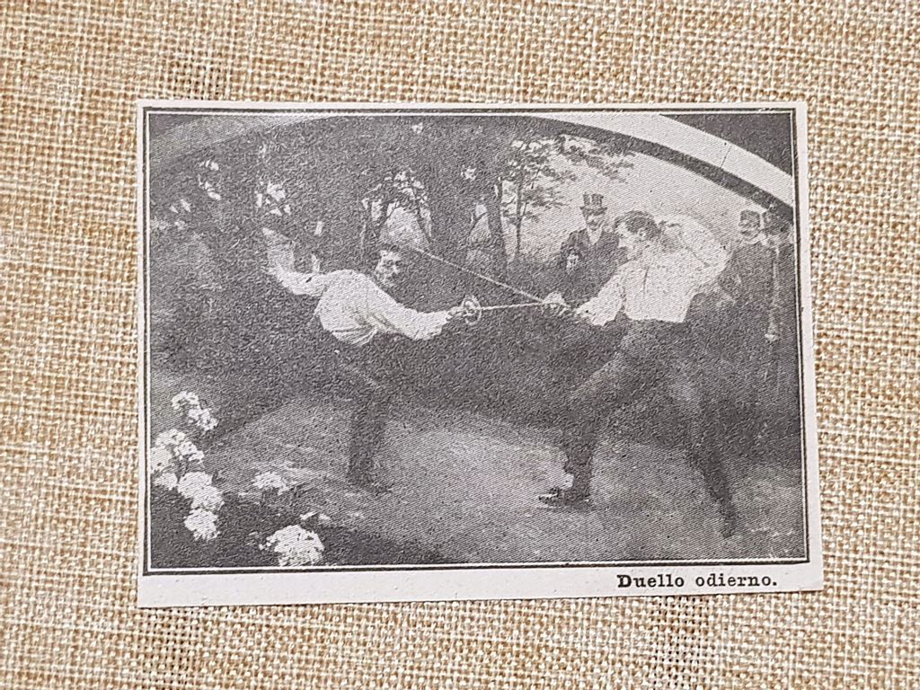 Un duello al fioretto o spada nel 1914