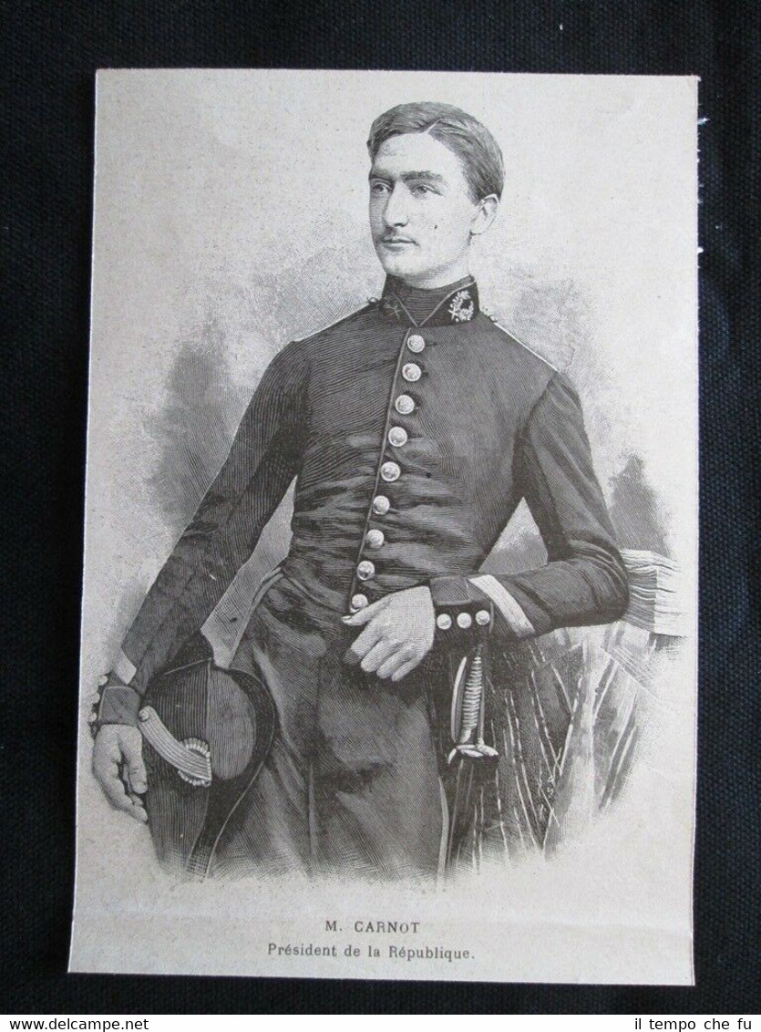 Un giovane Marie François Sadi Carnot, Presidente di Francia Incisione …