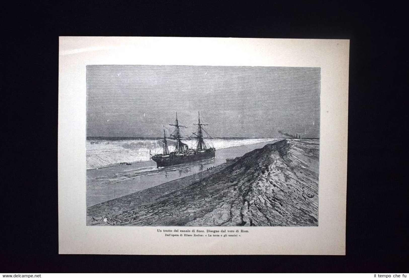 Un tratto del canale di Suez. Disegno dal vero di …