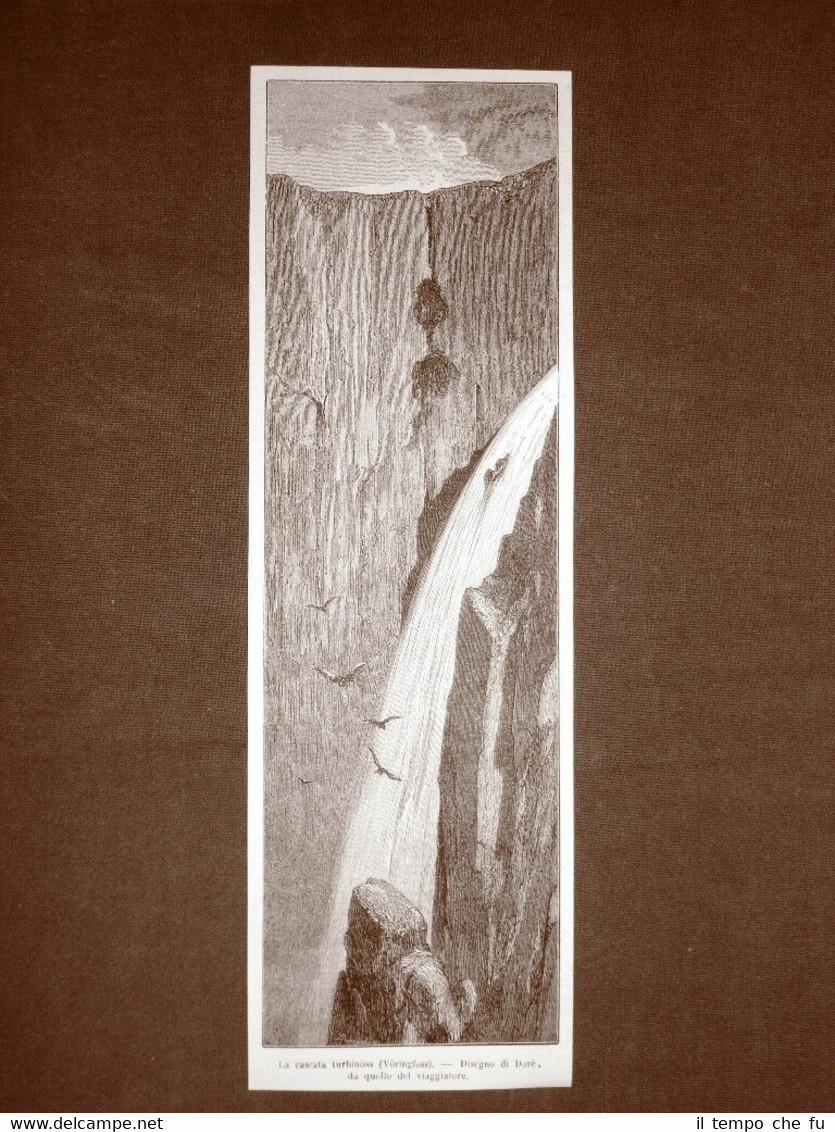 Una cascata turbinosa o foringfoss nel 1863 Norvegia