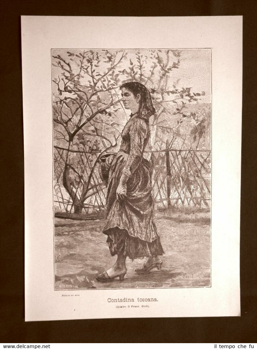 Una contadina toscana Quadro di Francesco Gioli Stampa del 1894