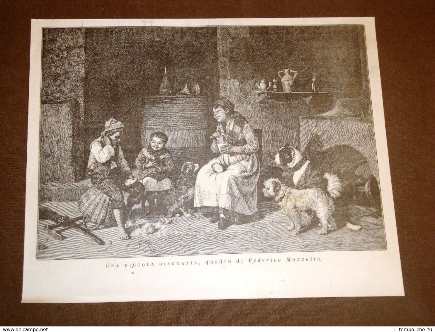 Una piccola disgrazia Quadro di Federico Mazzotta del 1886