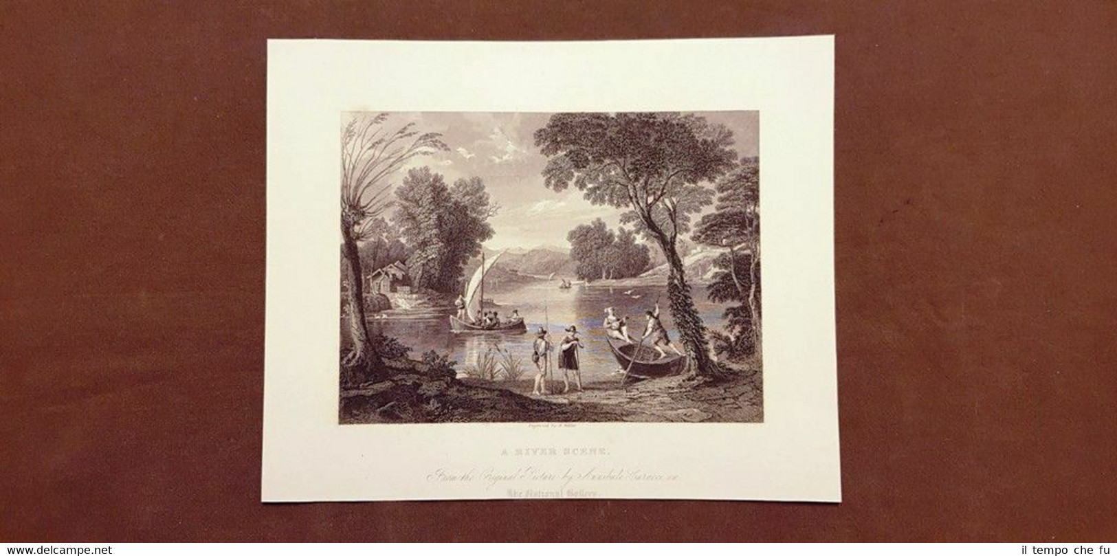 Una scena fluviale - A. Caracci Acquaforte del 1888