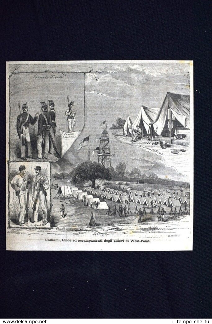 Uniformi, tende ed accampamenti degli allievi di West-Point Incisione del …