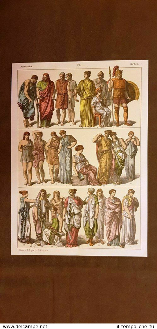 Uomini e donne in costume tipico (2) Grecia antica Litografia …