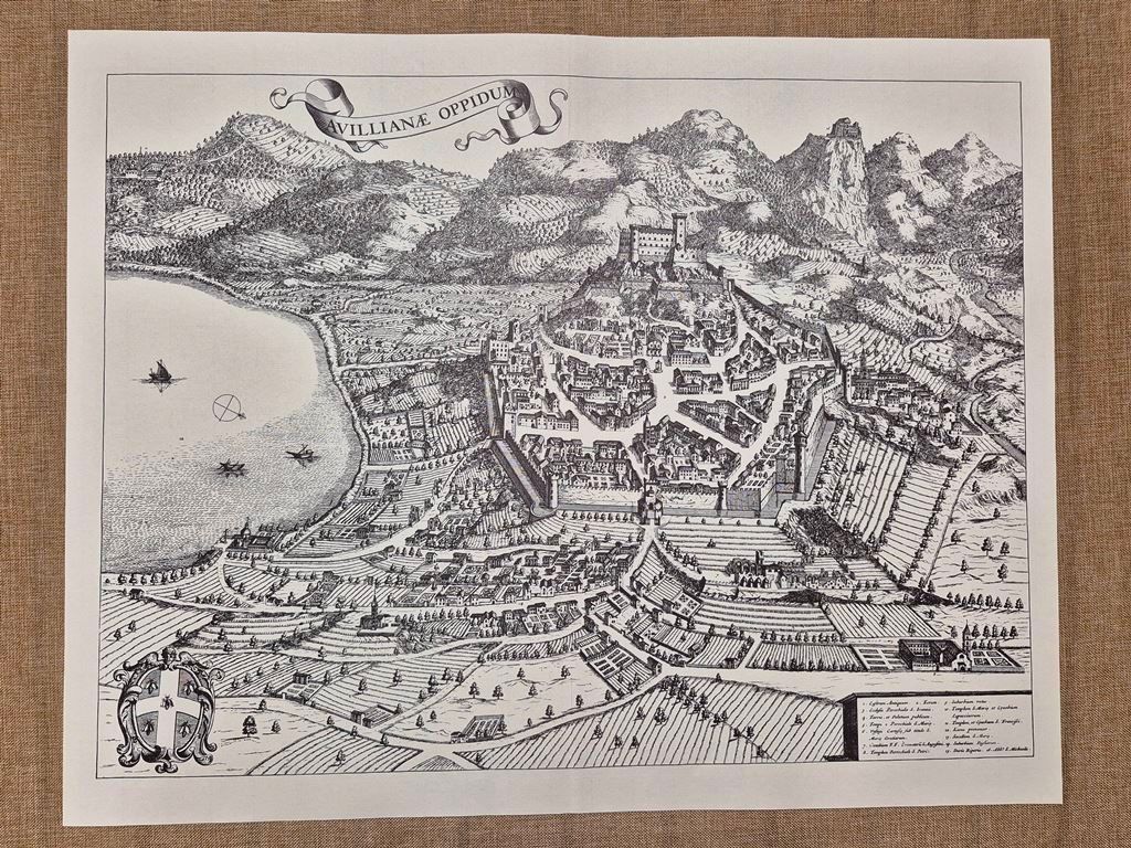 Veduta Città di Avigliana con castello Glabrione Anonimo J. Blaeu …