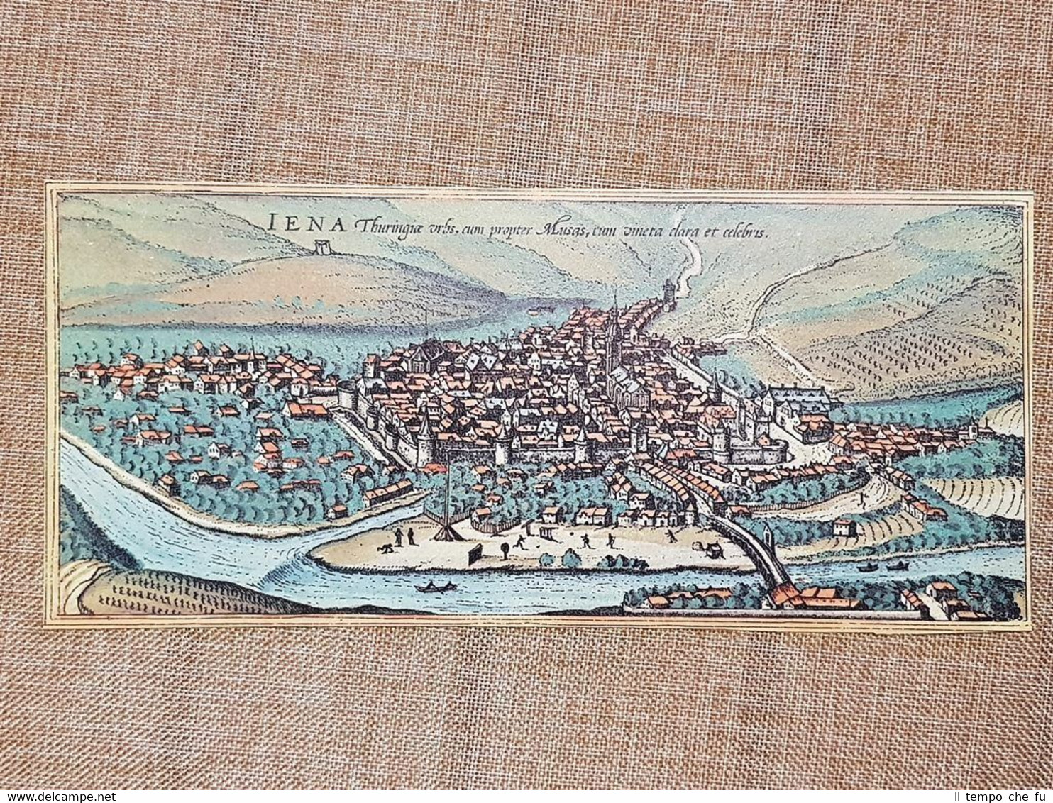 Veduta città Iena o Jena Turingia Germania Anno 1572 Braun …
