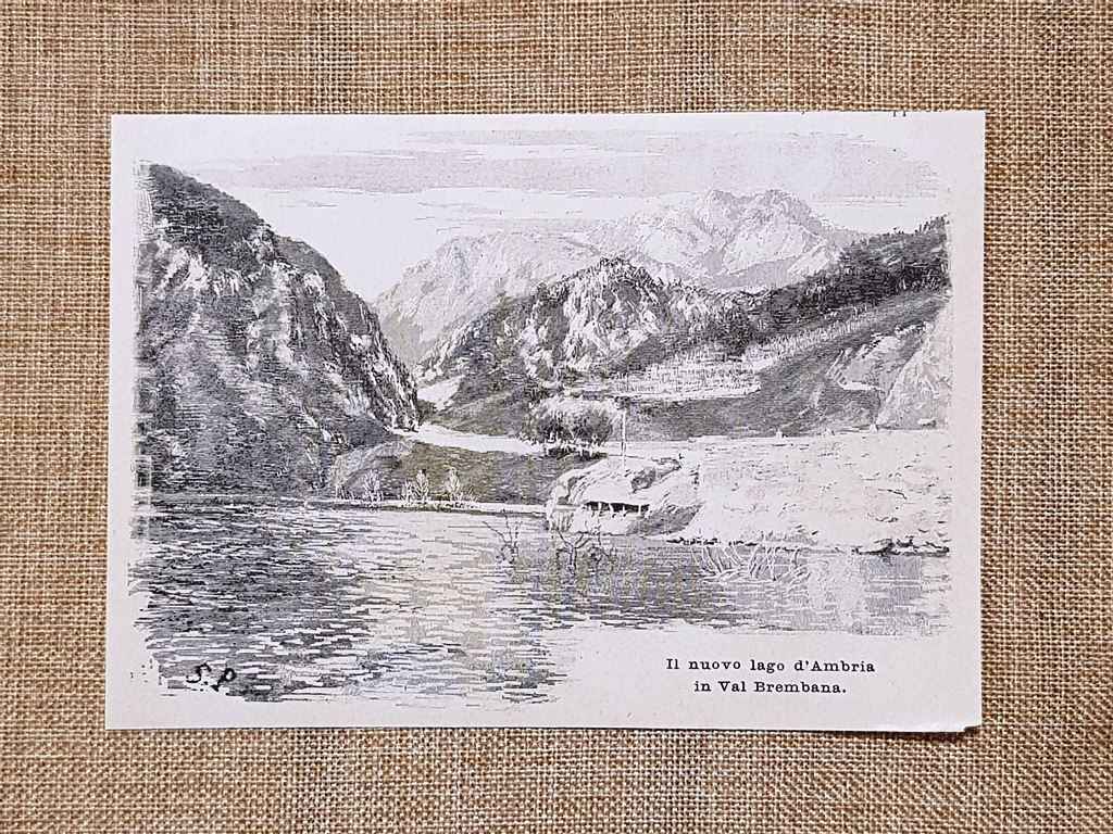 Veduta del nuovo Lago d'Ambria nel 1896 Val Brembana