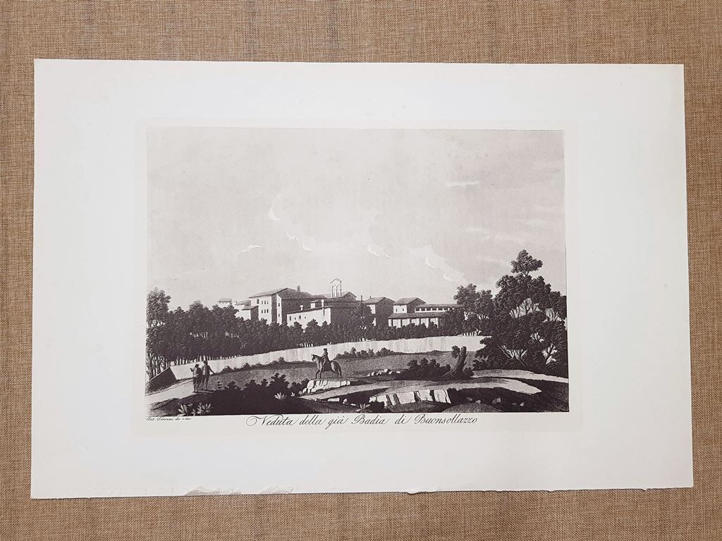 Veduta della già Badia di Buonsollazzo nell'800 A. Terreni Litografia …