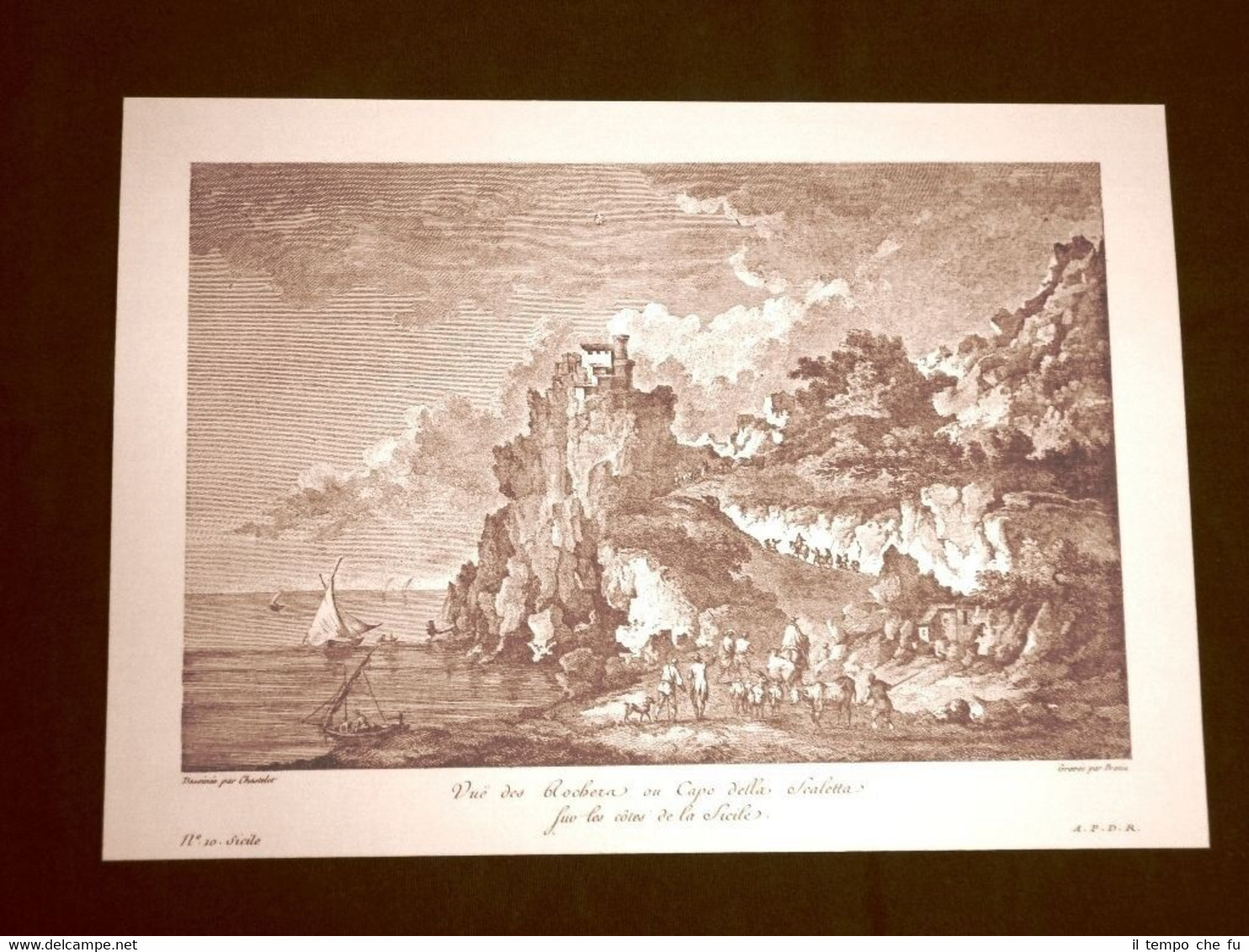 Veduta delle rocce di Capo Scaletta, Messina, Sicilia Litografia Saint-Non